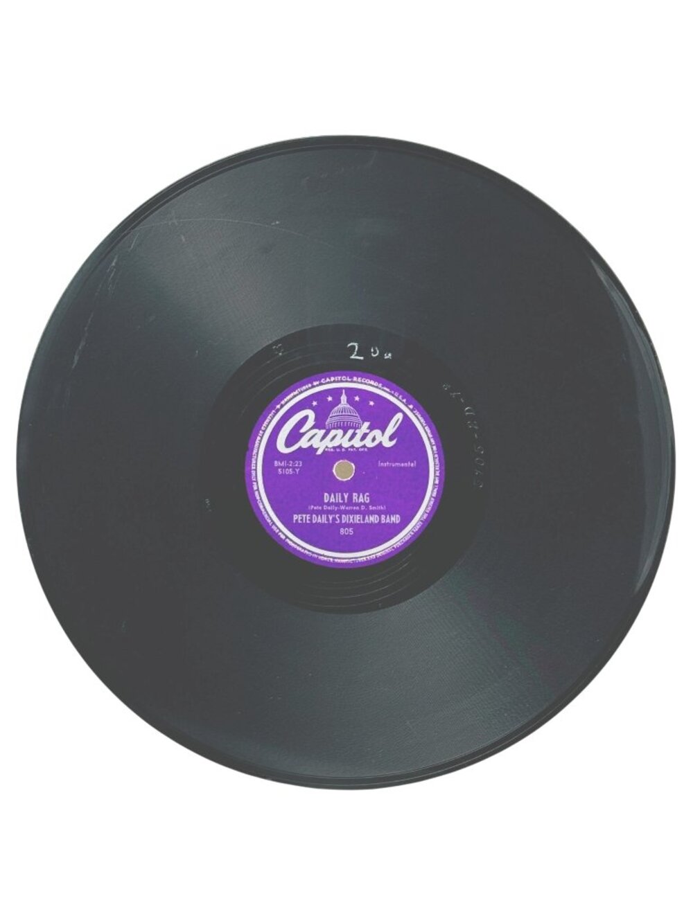 Pete Dailys Dixieland Band Daily Rag 10 Inch Shellac 78 RPM Capitol Records 805